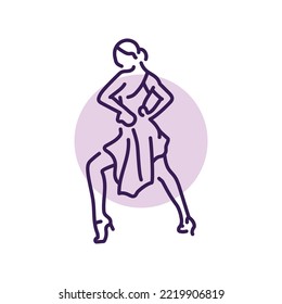 Woman dancing salsa color line icon. Latin dance. Pictogram for web page, mobile app, promo.