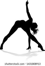 A woman dancing in silhouette graphic illustration