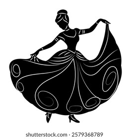 woman dancing silhouette on white background vector