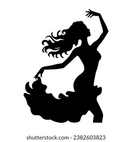 Woman dancing silhouette. Vector illustration