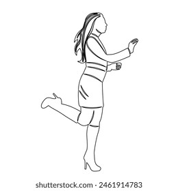 woman dancing sketch on white background vector