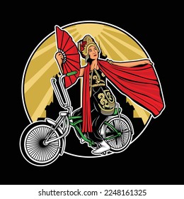 woman dancing traditional on a lowrider bike free download svg