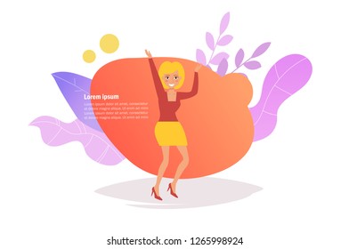 Woman dancing Vector. Cartoon. Isolated art on white background. Flat