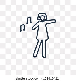 Woman Dancing vector outline icon isolated on transparent background, high quality linear Woman Dancing transparency concept can be used web and mobile