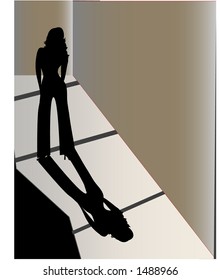 woman in dark alley