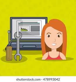 woman data base laptop