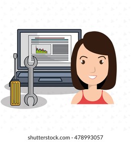 woman data base laptop