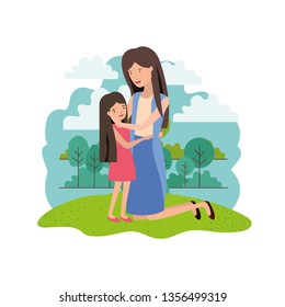 woman with daughter avatar character