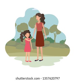 woman with daughter avatar character