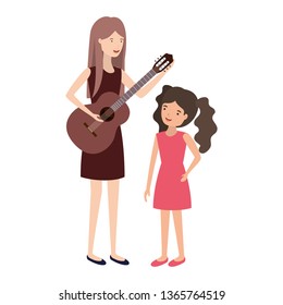 woman with daughter and guitar avatar character