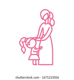 woman with daughter, line style icon vector illustration design