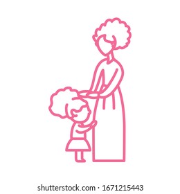 woman with daughter, line style icon vector illustration design