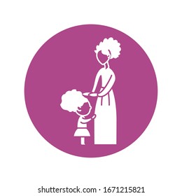 woman with daughter, silhouette style icon vector illustration design