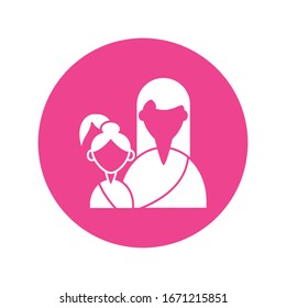 woman with daughter, silhouette style icon vector illustration design