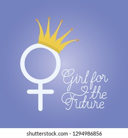 woman day card with female gender and crown