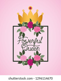 woman day celebration card with roses and crown