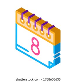 Woman Day Date Icon Vector. Isometric Woman Day Date sign. color isolated symbol illustration