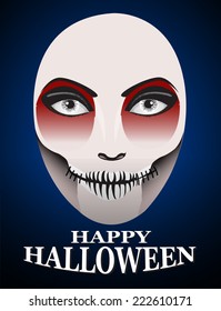 Woman in day of the dead mask Ghost face art.And Dark Horror Background For Halloween Concept. 