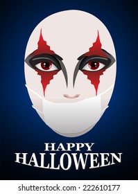 Woman in day of the dead mask Ghost face art.And Dark Horror Background For Halloween Concept. 