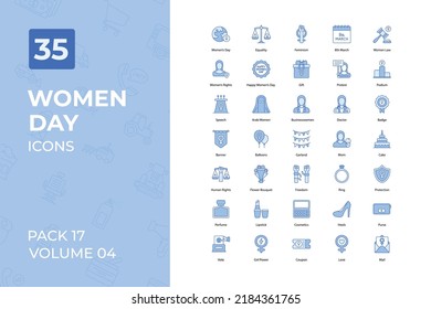  Woman day elements Icons Collection. Set contains such Icons as woman day, 8th March, Women’s Rights, Happy Women’s Day, and more.