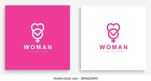 Woman Day Heart Icon Symbol logo. Modern logo icon template vector design