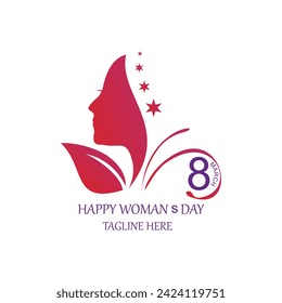 Woman day logo design simple concept Premium Vector