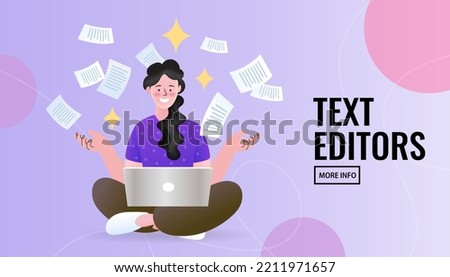 A woman dealing with a lot of documents and information on a computer. Several sheets of paper floated around the girl. Data analysis and business information research solution concept. Financial.