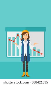 Woman with decreasing chart.