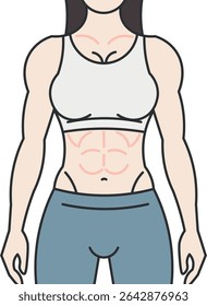 Mulher com abs definido e corpo muscular vestindo roupas de fitness