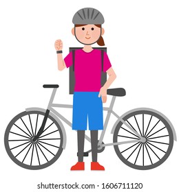 Woman delivering food by bicycle
 illustration