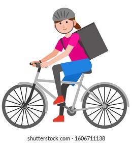 Woman delivering food by bicycle
 illustration