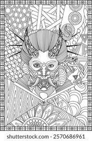 Woman Demon Coloring Page Vector Illustrations