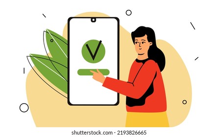 A woman demonstrates a successful purchase in an online store with a phone. Confirmation and approval of the operation, payment. Successful completion.