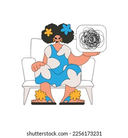 The woman demonstrates that he is trying to understand something. A person consumed by a sense of hopelessness and despair.