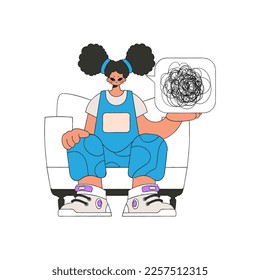 The woman demonstrates that he is trying to understand something. A person with mental problems.