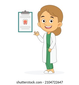 Woman Dentist With Shiny Tooth