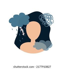 Woman with depression and anxiety. Psychology poster concept, Therapy 