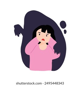 woman depression cartoon. Mental health illustration element