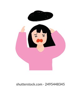 woman depression cartoon. Mental health illustration element