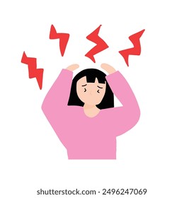 woman depression cartoon. mentalithy health illustration element