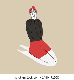 Woman in depression sitting and crying. Stressful situation concept. Flat vector illustration.