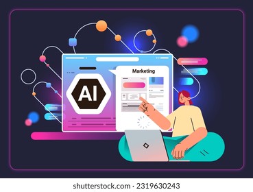 woman designer creation content of web application content management marketing concept