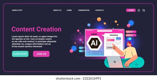 woman designer creation content of web application content management marketing concept horizontal