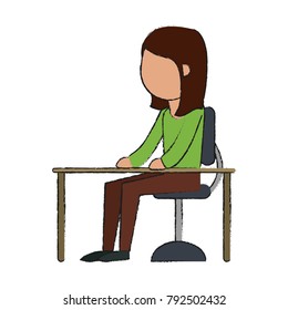 Woman in desk