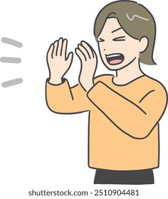 A woman desperately screaming in a loud voice