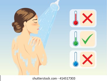 Woman determine temperature of lukewarm water for reduce fever with bathing