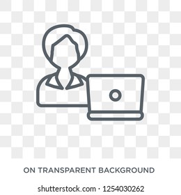 Woman Device User icon. Trendy flat vector Woman Device User icon on transparent background from Ladies collection. High quality filled Woman Device User symbol use for web and mobile