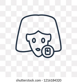 Woman Device User vector outline icon isolated on transparent background, high quality linear Woman Device User transparency concept can be used web and mobile