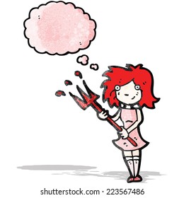 woman with devil pitchfork