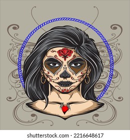 Woman with devil vector illustration